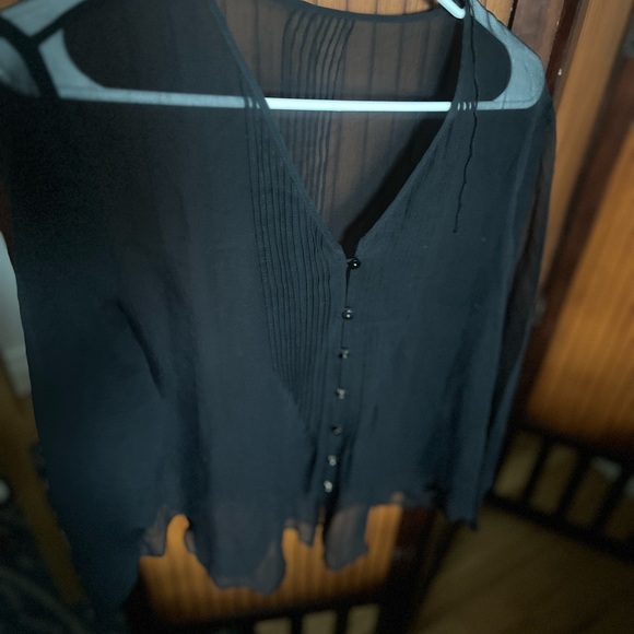 Transparent black long sleeve blouse - Picture 2 of 3